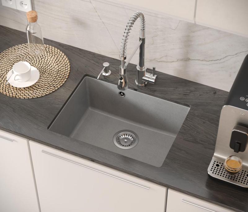 Quadri Elston Évier Sous-Plan en Granit Gris 495x360mm avec Bonde en Inox 1208967773