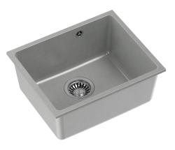 Quadri Elston Évier à Encastrer en Granit Gris 420x335mm avec Bouchon en Inox 1208967775