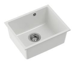 Quadri Elston Évier Sous-Plan en Granit Blanc 420x335mm avec Bouchon en Inox 1208967776