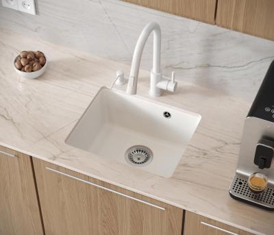 Quadri Elston Évier Sous-Plan en Granit Blanc 420x335mm avec Bouchon en Inox 1208967776