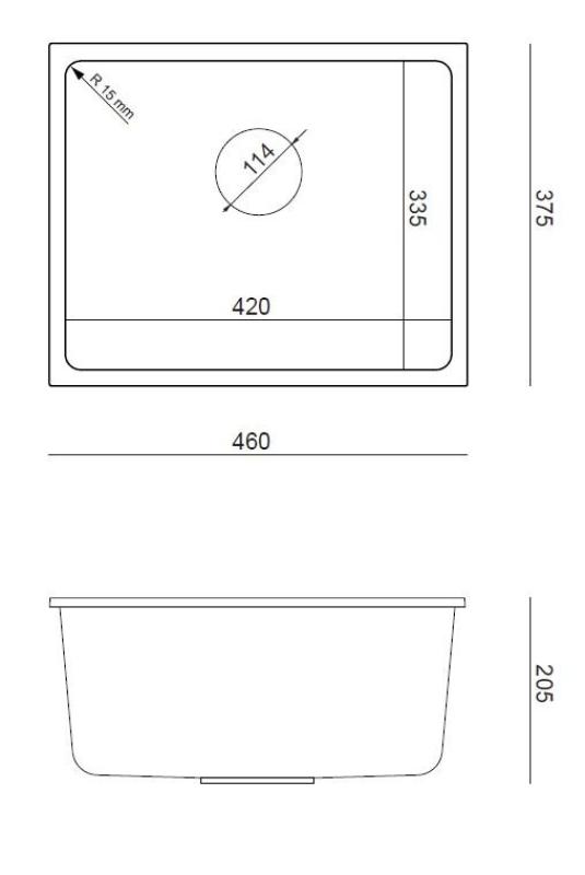 Quadri Elston Évier Sous-Plan en Granit Blanc 420x335mm avec Bouchon en Inox 1208967776