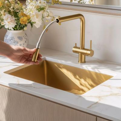 Quadri Ellesmere Robinet de cuisine PVD Or 3 voies avec raccord supplémentaire pour eau filtrée 1208967781