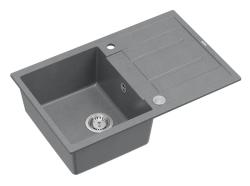 Quadri Sheffield Évier à Poser en Granit Gris 78x50cm avec Égouttoir et Bouchon en Acier Inoxydable - 1208967793