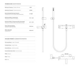 Waterevolution Flow mitigeur thermostatique de douche à deux voies avec douchette noire T130TNPR