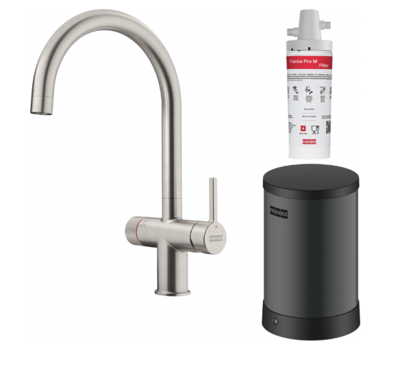 Franke Maris water hub 4L chaudière 3-en-1 avec robinet d'eau bouillante mécanique Twist en acier inoxydable 160.0711.523