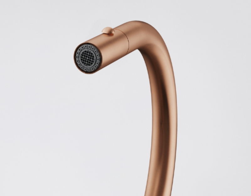 Robinet de cuisine Franke Mythos Masterpiece en cuivre avec bec en J et douchette extractible - 115.0711.557