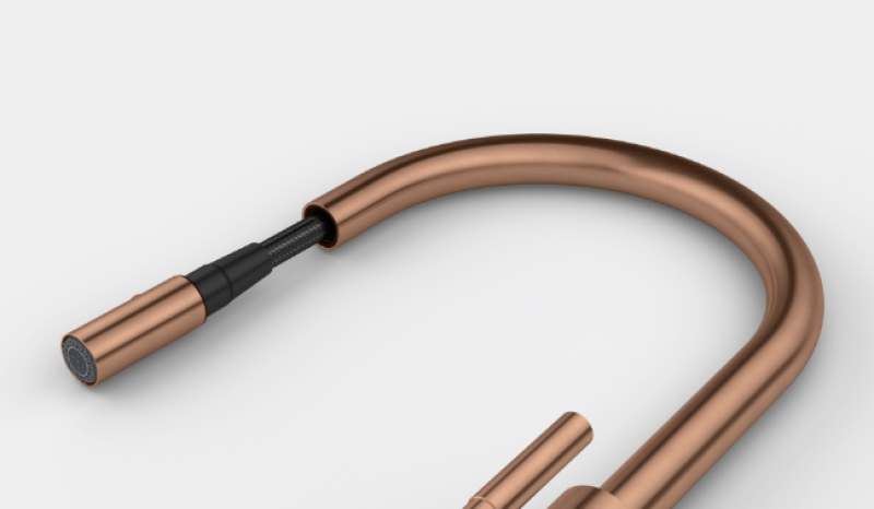 Robinet de cuisine Franke Mythos Masterpiece en cuivre avec bec en J et douchette extractible - 115.0711.557