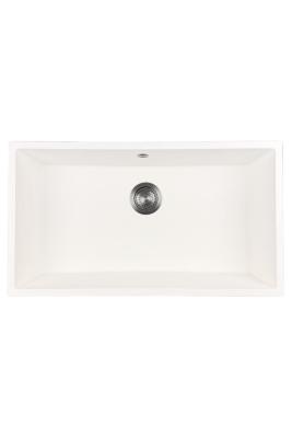 GraniteMy Universal Grand Évier en Granit Blanc 74x40 cm avec bouchon en métal gun - 1208967895