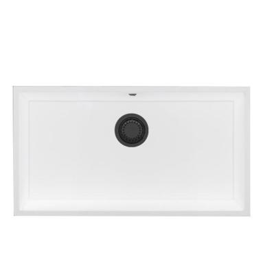 GraniteMy Universal Grand Évier en Granit Blanc 74x40 cm avec bouchon en métal gun - 1208967895