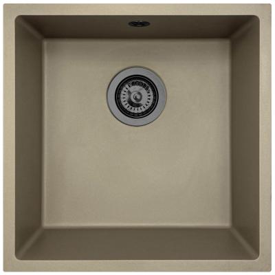 GraniteMy Évier en Granite Taupe Universel 40x40 cm montage en surface, sous-plan et affleurant avec bonde en métal canon - 1208967913