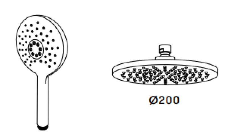 Waterevolution Flow mitigeur de douche trois voies avec pommeau de douche principal et douchette ronde en inox T131NRIE