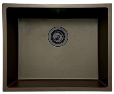 GraniteMy Évier de Cuisine Universel en Granit 50x40 cm montage en surface, sous-plan et à fleur avec bonde en métal gun- 1208967928