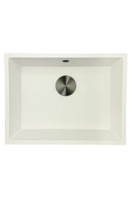 GraniteMy Évier Universel en Granit Blanc 55x40 cm à poser, à encastrer et à fleur avec bouchon en métal - 1208967933