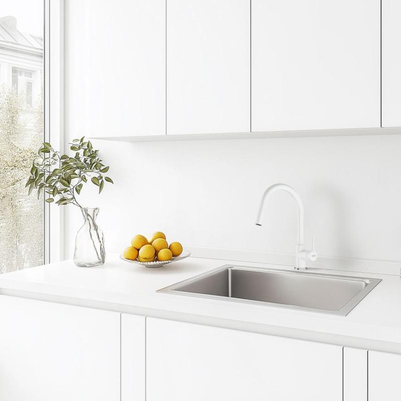 Robinet de cuisine Franke Lina Polar White Blanc avec douchette extractible 115.0626.081