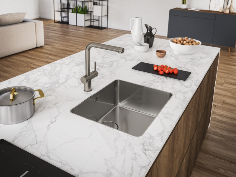 Franke Active Twist Mitigeur Monocommande Inox avec Bec Fixe et Commande de Vidage Intégrée 115.0653.504