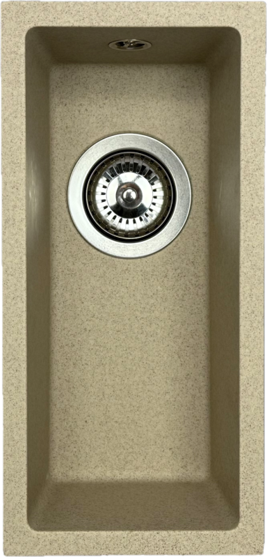 GraniteMy Universal évier en granit beige sable petit 17x40 cm montage en surface, sous-plan et affleurant avec bouchon en inox 1208968002