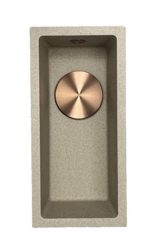 GraniteMy Universal granit beige sable petit évier 17x40 cm à poser sous plan et encastrable avec bouchon en cuivre 1208968004