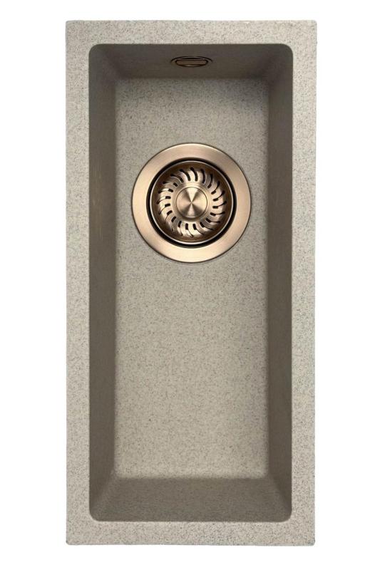 GraniteMy Universal granit beige sable petit évier 17x40 cm à poser sous plan et encastrable avec bouchon en cuivre 1208968004