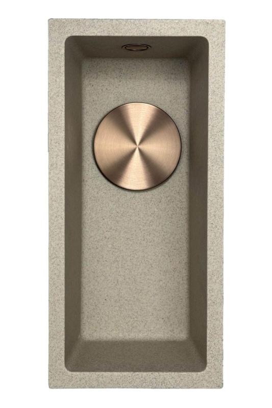 GraniteMy Universal granit beige sable petit évier 17x40 cm à poser sous plan et encastrable avec bouchon en cuivre 1208968004
