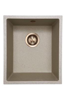 GraniteMy Évier en granit universel sable beige 34x40 cm montage en surface, montage sous plan et montage affleurant avec bouchon en cuivre 1208968009