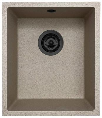 GraniteMy Évier universel en granit beige sable 34x40 cm montage en surface, sous plan et affleurant avec bouchon noir 1208968010