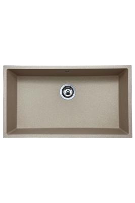 GraniteMy Évier universel en granit beige sable 74x40 cm montage en surface, sous-plan et affleurante avec bouchon en inox 1208968017