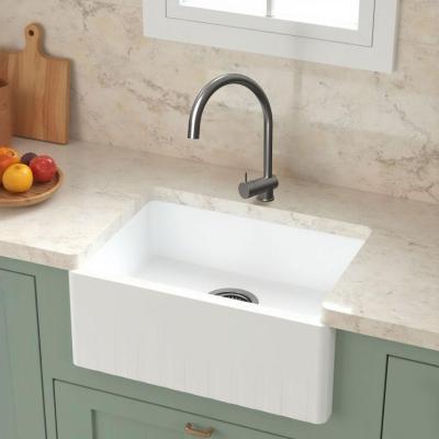 GraniteMy Tradition Évier Rustique - Évier en Granit à 2 Côtés 60x48 cm Blanc sous-plan avec Bouchon en Métal Canon 1208968028