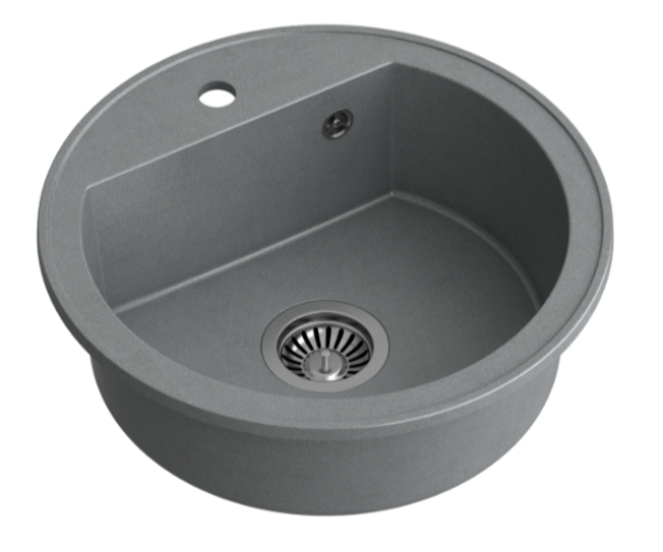 Quadri Norwich Évier Rond en Granit Gris 51 cm Encastré - 1208969496