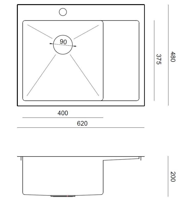 Aquadesign Clara Évier Cuivre 62x48cm Encastré ou à Poser avec Égouttoir, Plage de Robinet et Bonde en Cuivre - 1208969503