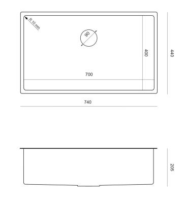 Aquadesign Zara Évier en Cuivre 74x44cm Sous-Plan, Encastré et Posé avec Bouchon en Cuivre - 1208969510
