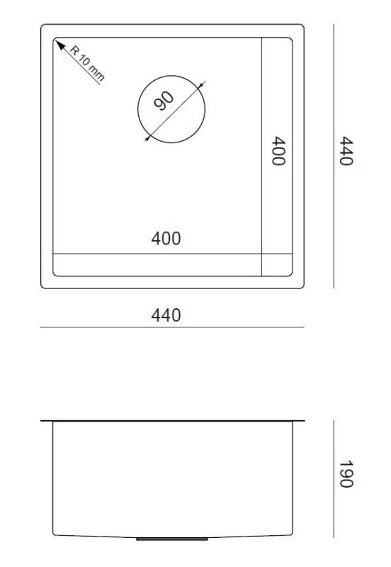 Aquadesign Zara Évier Cuivre 44x44cm Sous-Plan, Encastré et Posé avec Bouchon en Cuivre - 1208969515