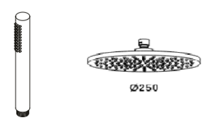 Waterevolution Flow robinet de douche thermostatique trois voies avec douchette à main et douche de tête noir 250mm T131TN25PR