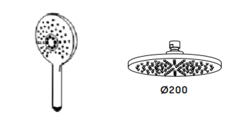 Waterevolution Flow mitigeur thermostatique de douche à trois voies avec douche de tête et douchette ronde en cuivre T131TNRCPE