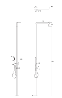 Waterevolution Flow colonne de douche avec mitigeur et douchette en inox T147IE