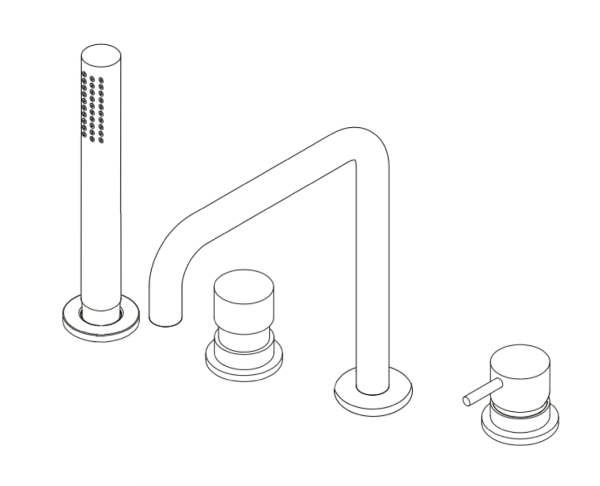 Voici la traduction en français :

Waterevolution Flow Mitigeur de bain 4 trous pour montage sur le bord de baignoire en laiton brossé naturel H T138HLE