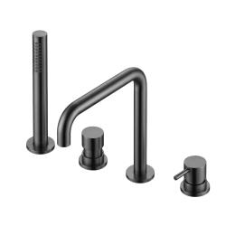 Waterevolution Flow robinet de baignoire à 4 trous pour montage sur rebord de baignoire entièrement PVD Gun Metal H T138HGME