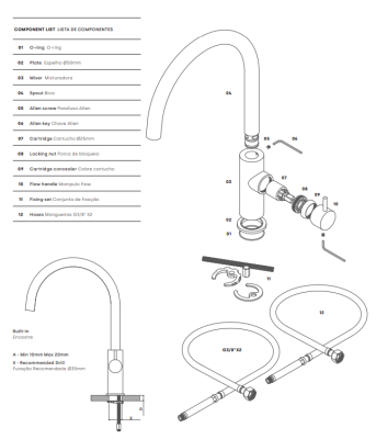 Waterevolution Flow mitigeur de cuisine avec bec pivotant rond blanc T158UBR