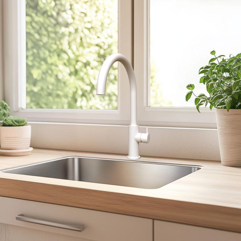Waterevolution Flow mitigeur de cuisine avec bec pivotant rond blanc T158UBR