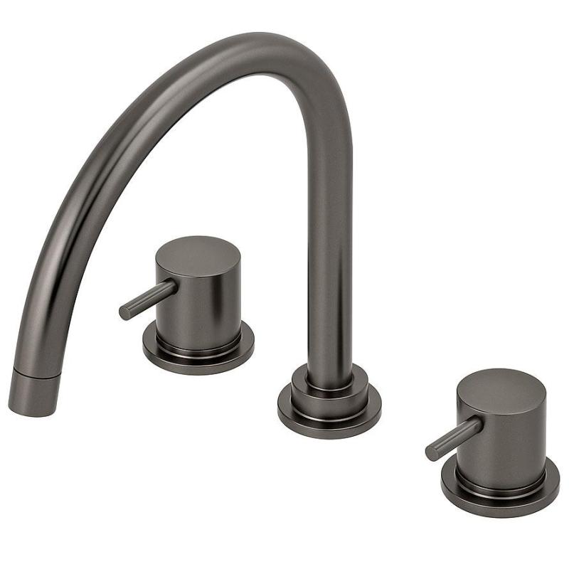 Waterevolution Flow mitigeur de cuisine à 3 trous avec bec pivotant et raccordement pour eau filtrée gun metal T152UGME