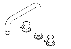 Révolution de l'eau Flow robinet de cuisine à 3 trous avec bec pivotant et raccord pour eau filtrée en acier inoxydable T152HIE