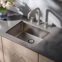 Révolution de l'eau Flow robinet de cuisine à 3 trous avec bec pivotant et raccord pour eau filtrée en inox T152HIE