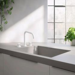 Waterevolution Flow mitigeur de cuisine à 3 trous avec bec pivotant et raccord pour eau filtrée blanc T152HBR