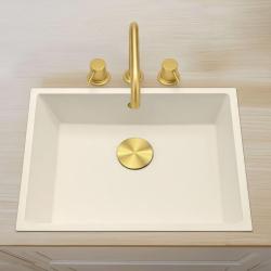 Waterevolution Flow mitigeur de cuisine à trois trous avec bec pivotant et raccordement pour eau filtrée, finition or léger T152HWGE