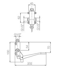 PB Pedal Line Robinet à Pédale Chromé pour Montage Mural 1208969754