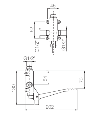 Ligne de pédale PB Robinet mitigeur double pédale chromé pour montage au sol 1208969756
