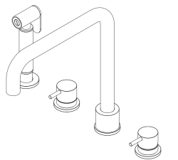 Waterevolution Flow mitigeur de cuisine à 4 trous avec douchette extractible noir T153HPR