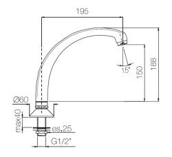 Ligne de pédale PB robinet bec chrome pour le plan de travail ou le plan de lavabo 1208969770