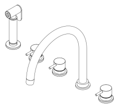 Waterevolution Flow mitigeur de cuisine à 5 trous avec douchette extractible et raccordement pour eau filtrée chrome T154U01