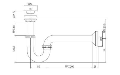 PB Unix P siphon métallique avec bonde 1 1/4 chrome 1208969777