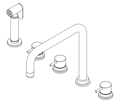 Waterevolution Flow mitigeur de cuisine à 5 trous avec douchette extractible et connexion pour eau filtrée gun metal T154HGME